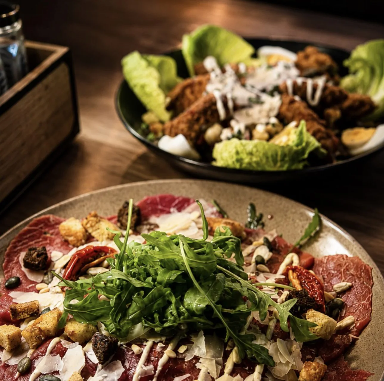 carpaccio & caesar salad