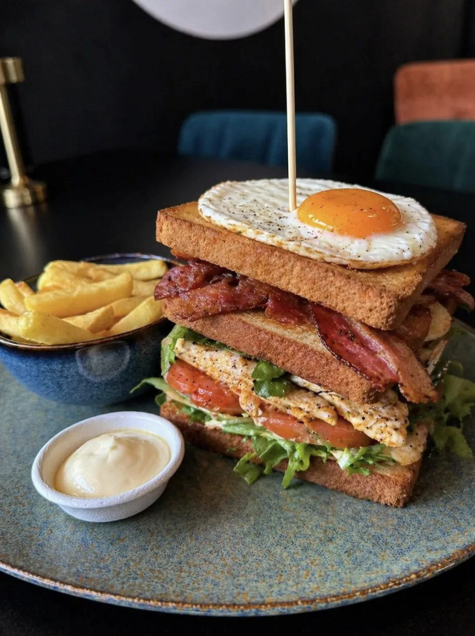 club sandwich with fries