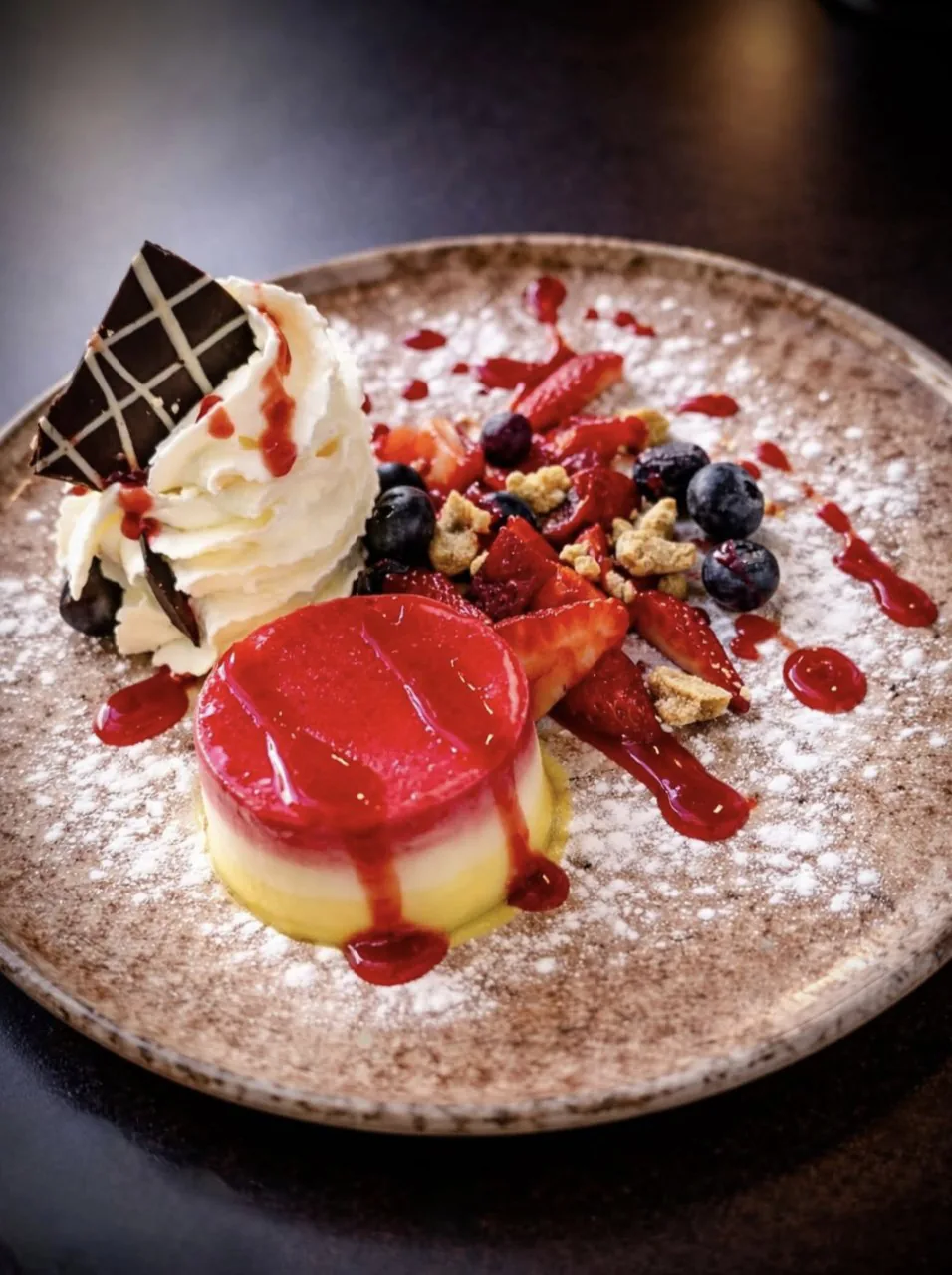panna cotta with red berries