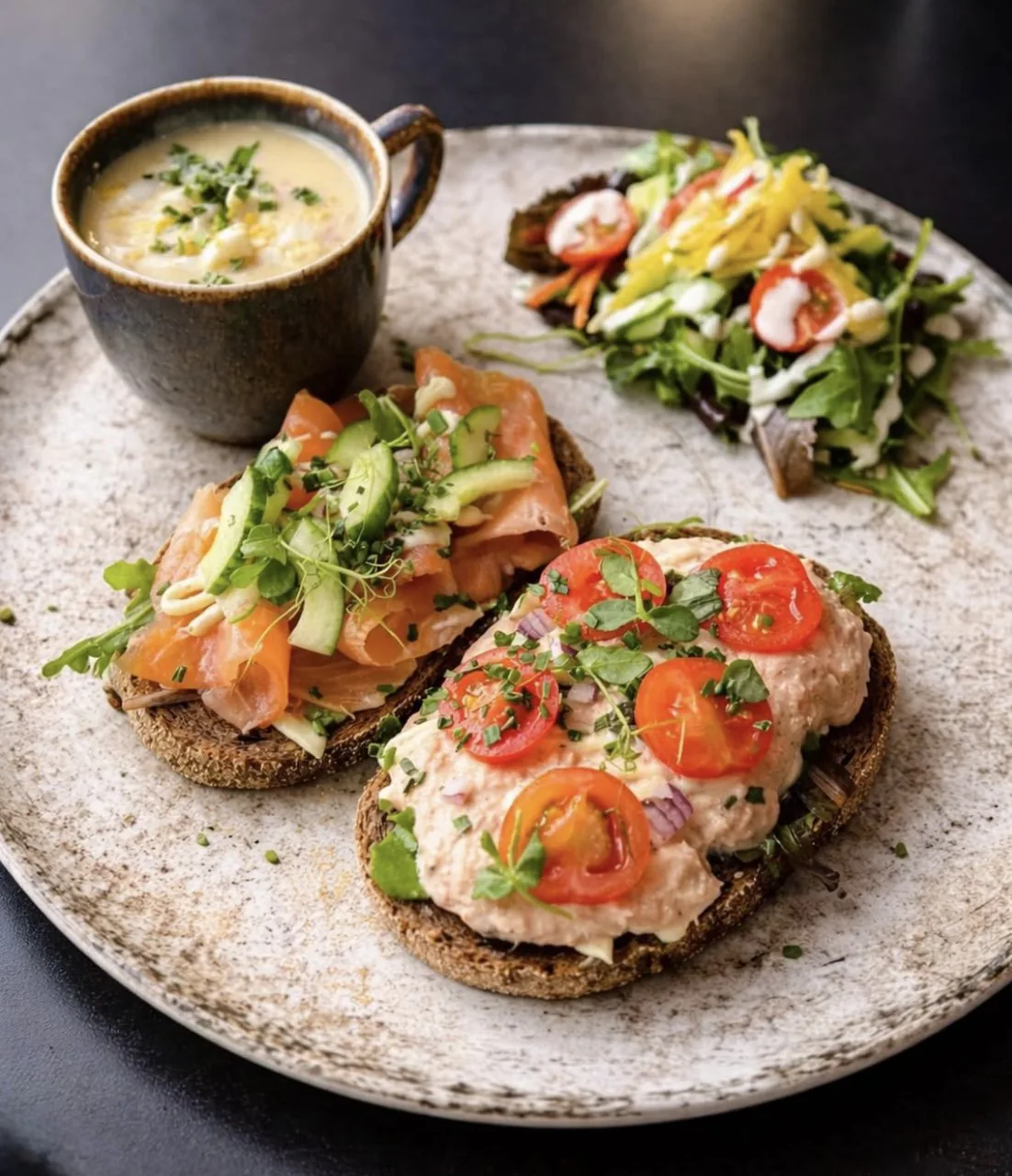 lunch with smoked salmon
